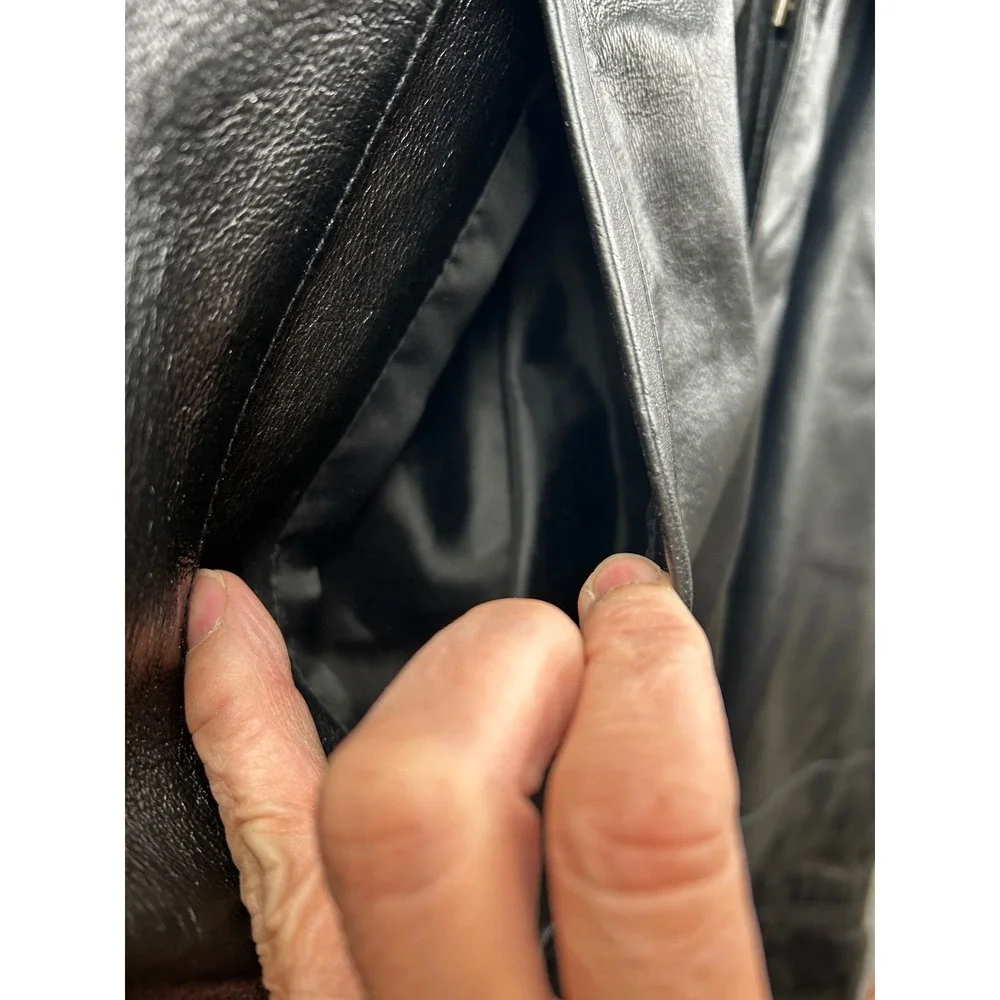 Phase Two Leather‎ Jacket Mens XL Black Zip Front Heavy Utility Coat 4 lbs